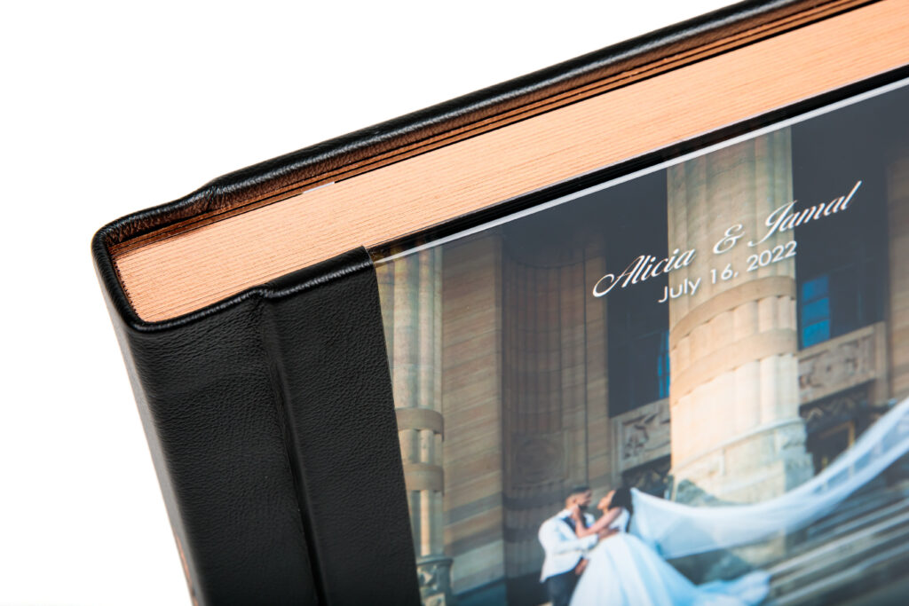 The details of a luxury wedding album